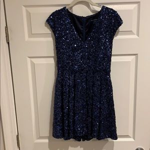 Navy Sequin French Connection Cocktail Dress Sz 8